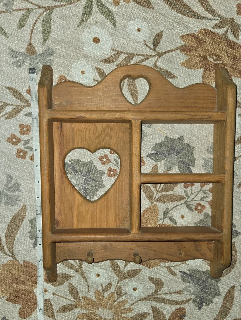 Vintage Handmade Heart Cutout Curio Shelf Cottagecore Display Shelf Farmhouse